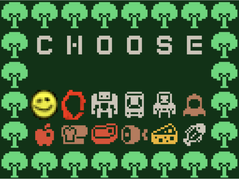 Apocalypse character-select screen, an 8-bit pixel-art MATLAB game