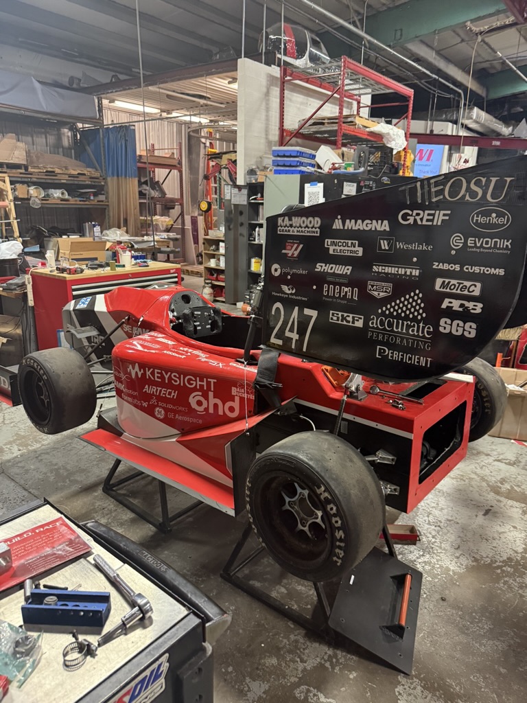 Formula Buckeyes FSAE car in the team's shop