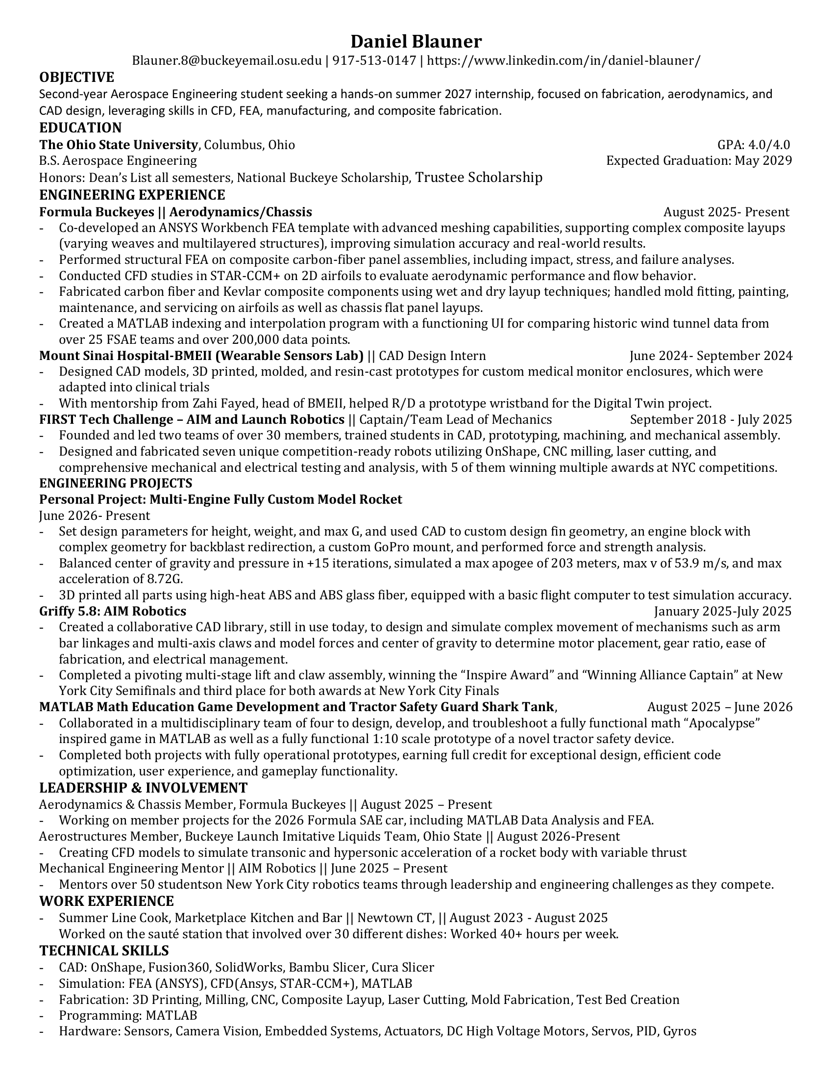 Daniel Blauner resume